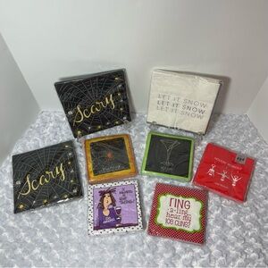Vintage Christmas Halloween Wine Party Lot of 8 Packages Paper Holiday Napkins